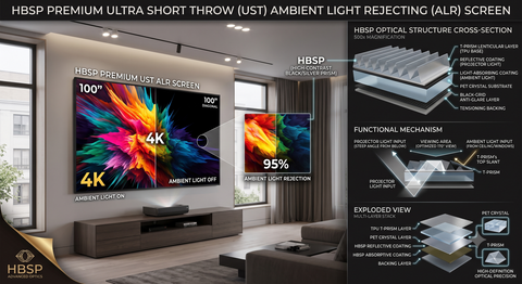 Premium Carbon-Black Lenticular UST Projector Screen (HBSP) — TrueThrow