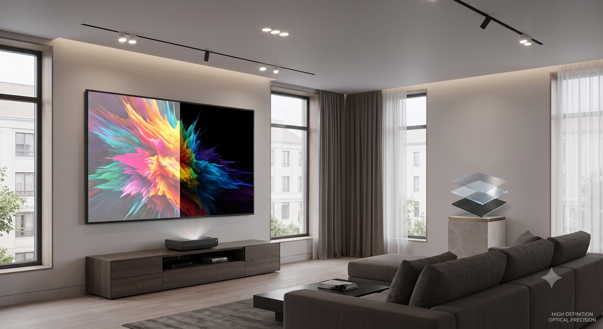 Premium Carbon-Black Lenticular UST Projector Screen (HBSP) — TrueThrow